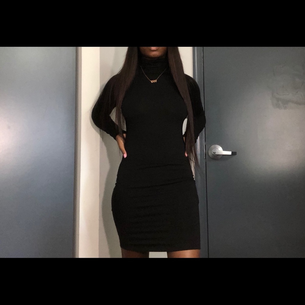 Black turtle neck dress